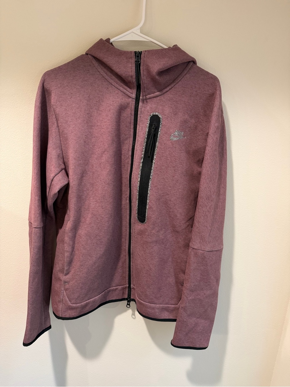 Nike Men's Zip-Up Hoodie Jacket - Mauve Pink with Black Trim